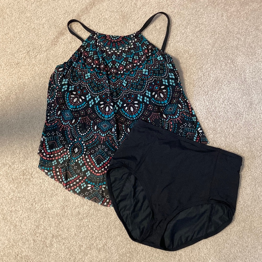 Coco Reef  Bra Sized Tankini Top/Contours By Coco Reef High Waisted Bottoms